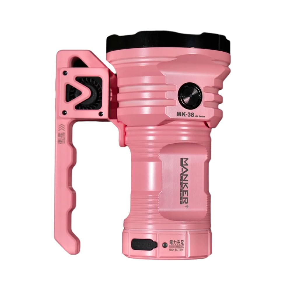 MankerlightManker MK38 High Power Flashlight/Powerful Search-Light, 8 LED Sources, 20000 Lumens 1200m Beam Throw,(Pink, Cool White Light,SFT40 LED)