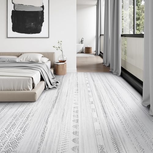 10x14 Area Rugs for Living Room Machine Washable Rug Distressed Indoor Carpet Neutral Moroccan Boho Rug Ultra Soft Area Rug for Bedroom Dining Room Playroom Office, Grey