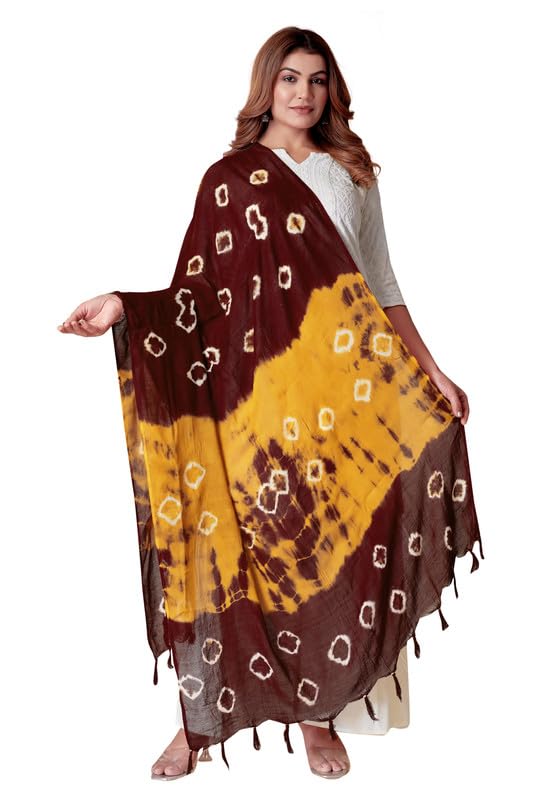 Image of Traditional Bandhani Dupatta for Women Soft Cotton Blend with Tie-Dye Print and Elegant Design for Ethnic