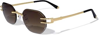 Roneyee Rimless Rectangle Metal Sunglasses Trendy Retro Sun Shades Fashion Frameless Tinted Glasses Eyewear for Men Women