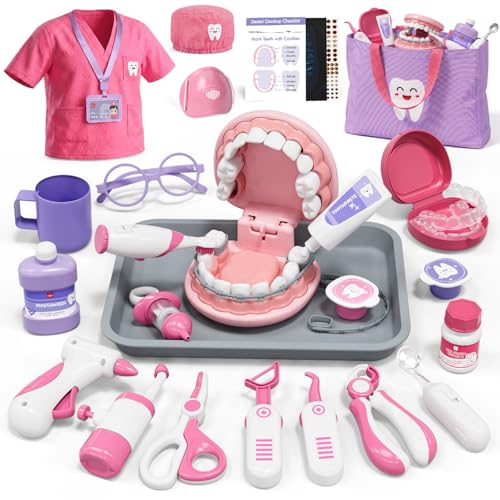 Lehoo Castle Doctor Kit for Toddlers 3-5 Girls Kids Dentist Play Set Toys for 3 4+ Year Old Girls Pretend Play for Toddlers Kids Doctor Playset Medical Kits for Boys 3 4 5