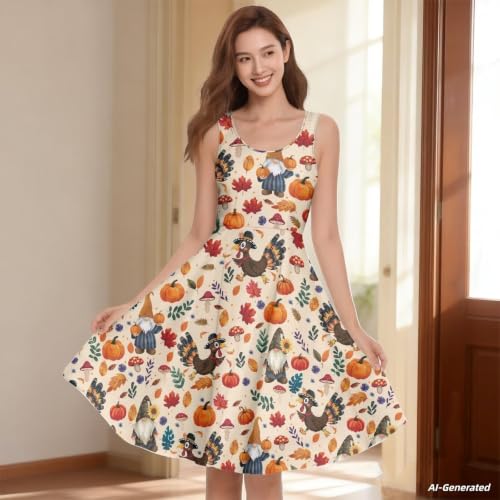 Image of Renewold Women's Sleeveless Tank Dress with Pockets, Casual Scoop Neck A-Line Sundress for Summer, Travel and Vacation