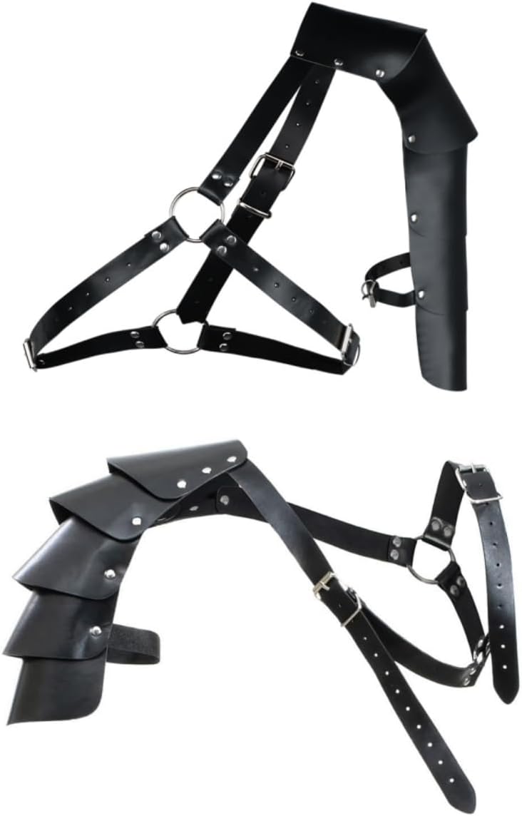 Viking Warrior Shoulder Armor for Men Adjustable Medieval Leather Harness Pad Renaissance Halloween Cosplay Costume - Image 4