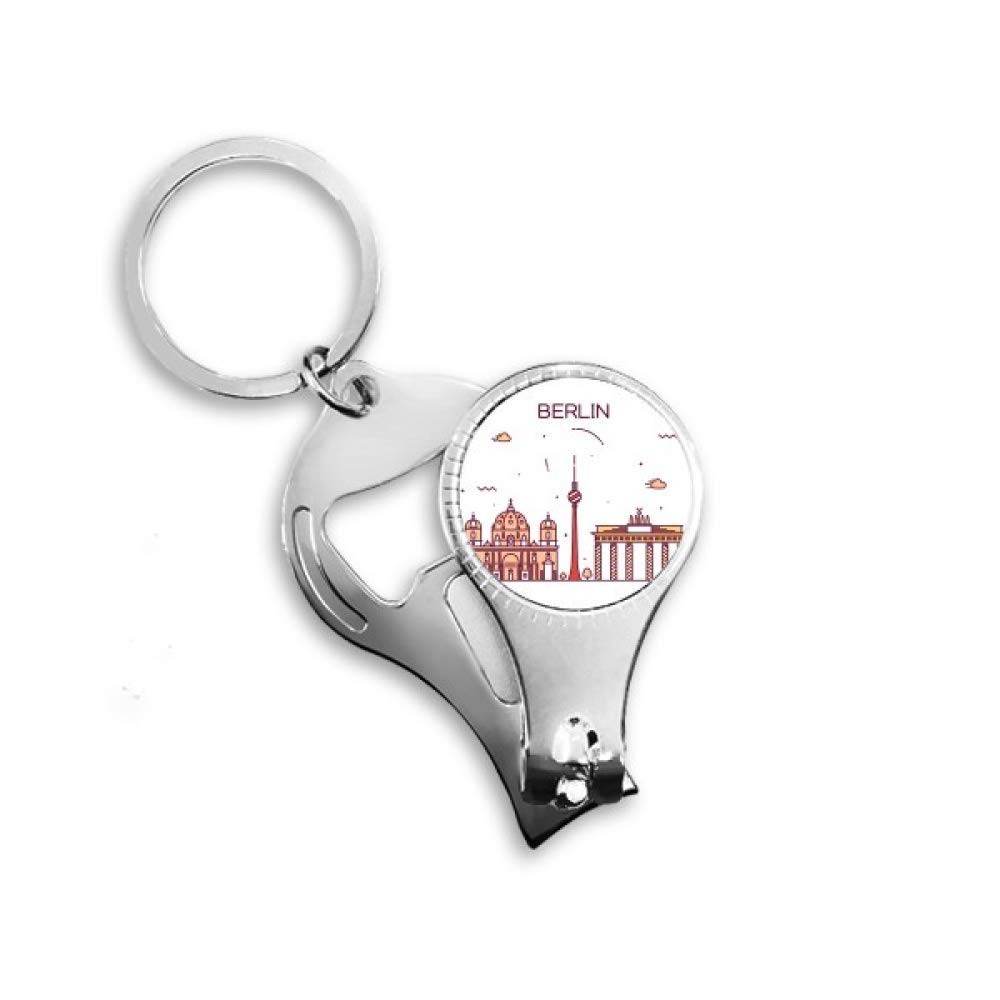 Berlin Germany Flat Landmark Pattern Nail Nipper Ring Key Chain Bottle Opener Clipper