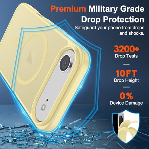 Image of SUPFINE Magnetic for iPhone Air Case (Compatible with MagSafe)(Military Grade Drop Protection) Slim Translucent Matte Shockproof with Anti-Fingerprint Phone Cover for 17 Air,Buttercream Yellow