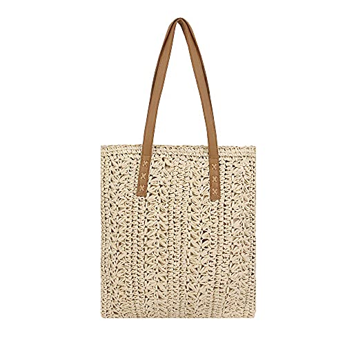 Image of Naimo Women Straw Beach Shoulder Bag Woven Tote Handbag Large Handmade Weaving Summer Casual Hobo Bag