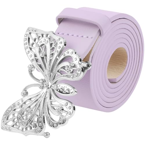 Women's Belts Fashion Versatile Rhinestone Butterfly Buckle Belt for Jeans Dresses