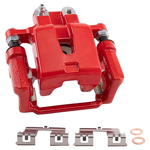 Image of TRQ Rear Right Brake Caliper w /Bracket Performance Red Passenger Side | For 2005-2018 Chrysler 300 2009-2016 Dodge Challenger 2006-2016 Charger 2005-2008 Magnum