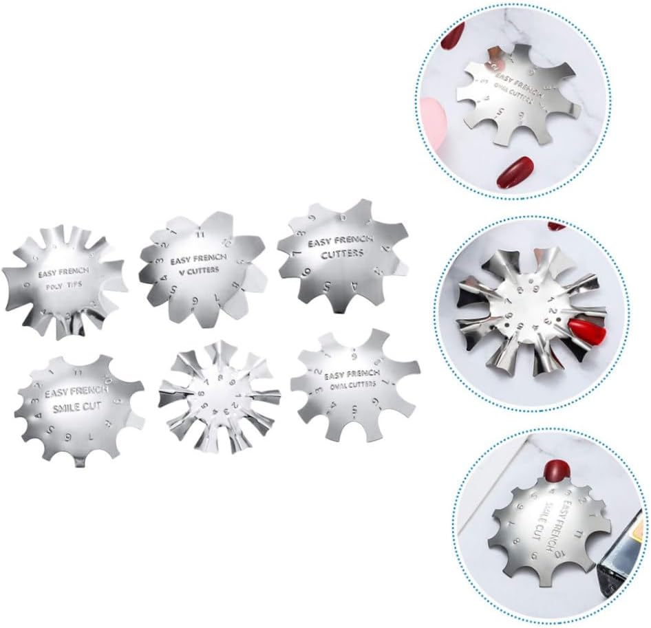 Mipcase 6pcs Silver Stainless Steel Nail Art Stencils Nail Line Templates Manicure Stamping Molds for DIY Crystal French Tip Art Tools for Women
