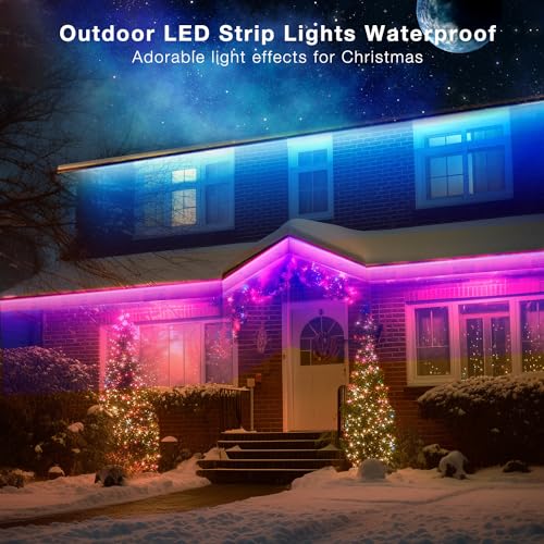 Image of DAYBETTER Outdoor Led Strip Lights Waterproof, Smart LED Lights Work with Alexa and Google Assistant, WiFi App Control DIY Multiple Color Changing Lights Music Sync, LED Lights for Bedroom 32.8 ft
