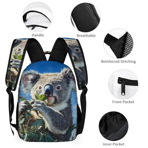 Cute Koala 3 PCS Backpack Set Casual Daypack with Insulated Lunch Bag & Pencil Case3