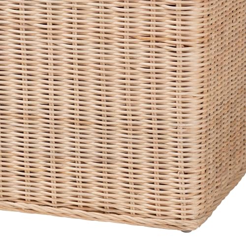 Bali & pari Damita Scallop Natural Rattan Chest with Lift-top Lid – Coastal Boho Style Storage Bench for Bedroom, Entryway, or Living Room Organization - Image 8
