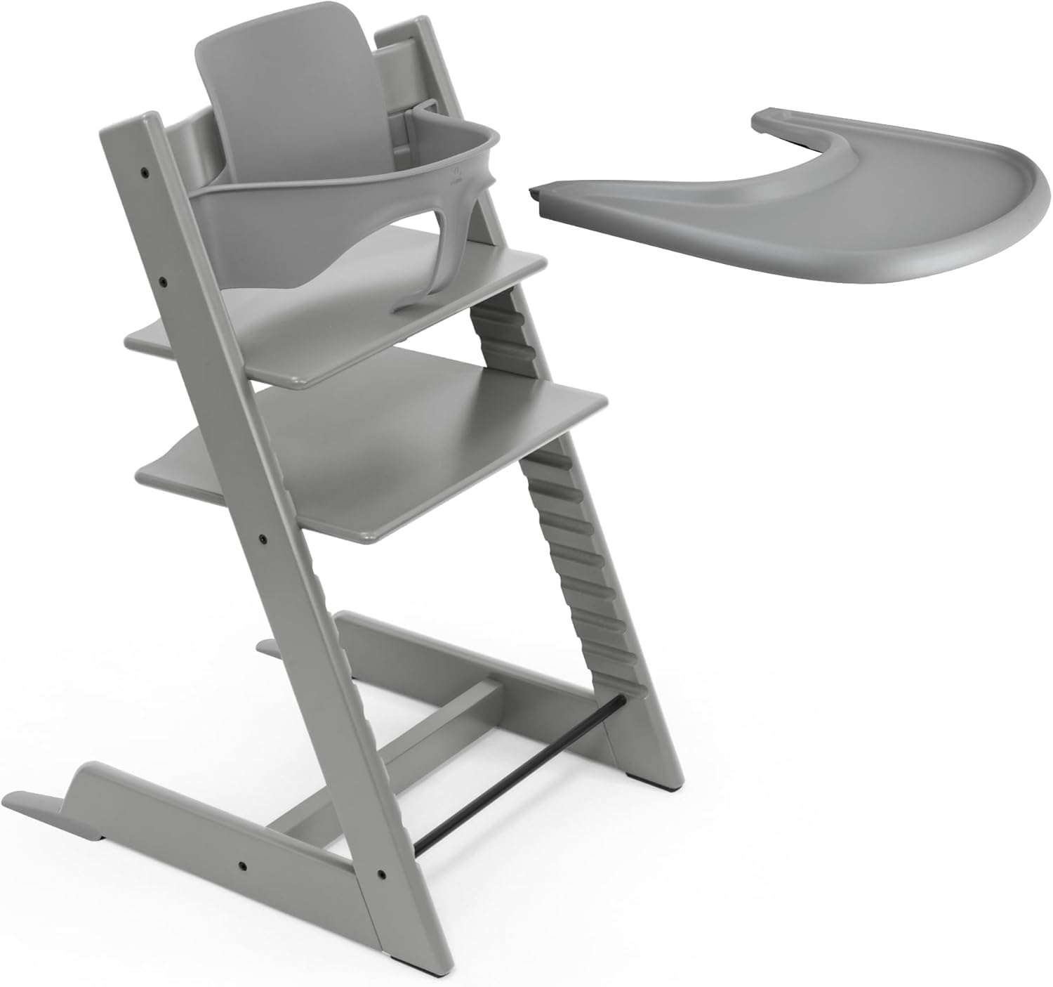 Stokke Tripp Trapp - Seggiolone per bambini da 6 a 36 mesi, regolabile e ergonomico, con vassoio e colore Grigio Tempesta