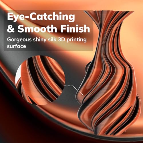 Image of AMOLEN Silk PLA 3D Printer Filament, Dual Color Black Orange PLA 1.75mm, Shiny Color Change Filament 3D Printing PLA Filament for Most FDM 3D Printer, 1kg Spool(2.2lbs)