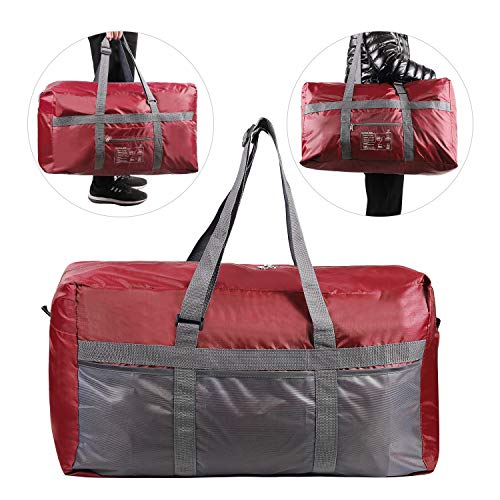 REDCAMP 75L Extra Large Duffle Bag Lightweight, Water Repellency Travel Duffle Bag Foldable for Men Women, Wine Red