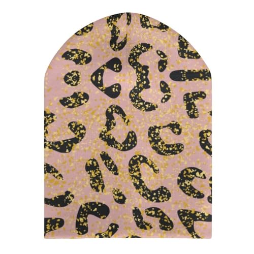 Rose Gold Glitter Ombre Leopard Pattern Kids Beanie Hat for for Girls Boys Children Cap Winter Knitted Chemo Cancer Headwear Accessories Gifts Decoration3