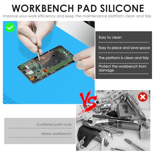 Lötmatte Extra Groß 70x40cm Silikon Lötmatte Antistatische Reparatur Matte Hitzebeständige 500℃ Magnetmatte Soldering Matte für Elektronik, Telefon, Laptop, Reparatur