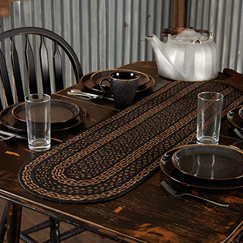 VHC-Brands-Farmhouse-Primitive-Jute-Black-Striped-Oval-Table-Runner-Decor-13×48 VHC Brands Farmhouse Primitive Jute Black Striped Oval Table Runner Decor 13×48