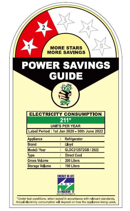 Image of Havells-Havells -LLOYD Refrigerator Single Door 200L 2 Star Fixed Speed Zephyr Blue GPPS /Honey Comb GLDC212SZBT2GB