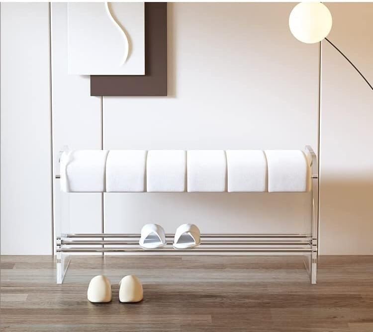 Banc à chaussures en acrylique transparent de 80 cm pour entrée - 3