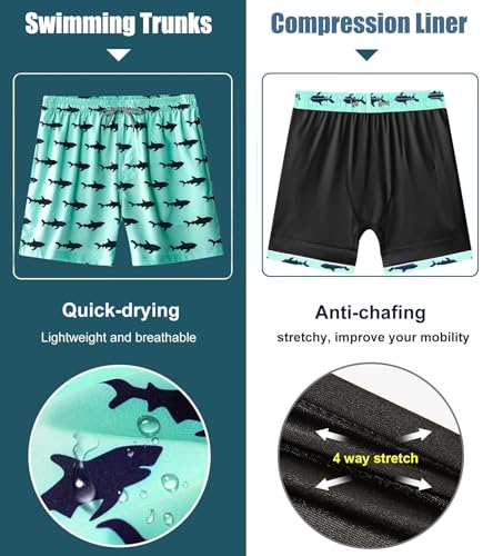 Image of APTRO Men's Swim Trunks with Compression Liner 5 Inch Bathing Suit Beach Swimsuits