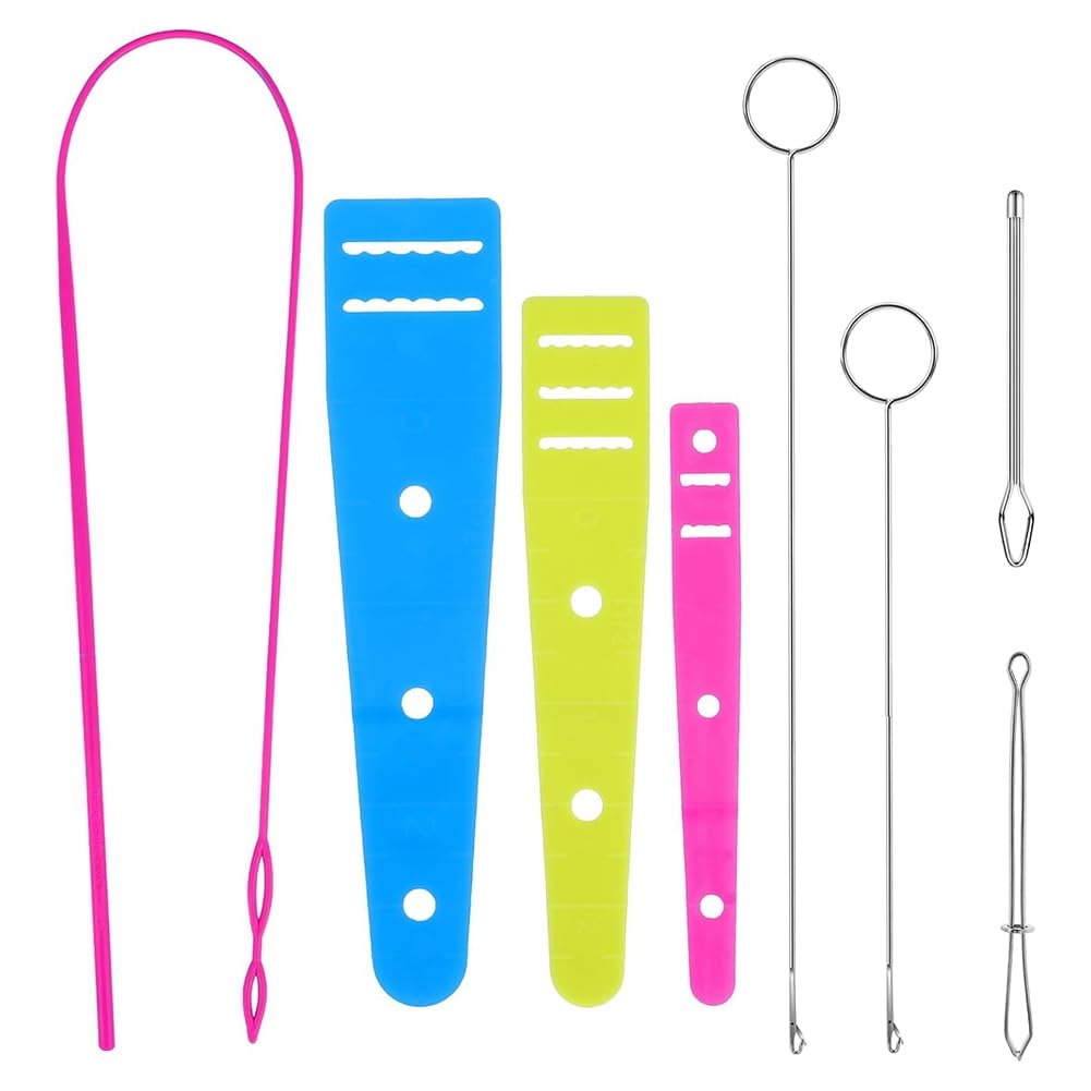 CTRLZS 8 Pcs Flexible Drawstring Threader Tool Set Sewing Loop Turner for Jackets, Coats, Pants, Hoodies & Sweaters
