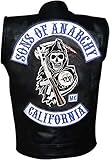 Tarix Fashions Sons of Anarchy Highway Herren Motorradweste aus echtem Leder, Schwarz, Leder, XS