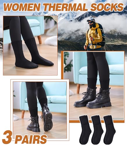 Image of DYW Womens Merino Wool Boot Socks Thermal Thick Winter Warm Cozy Hiking Work Boot Socks Christmas Gift