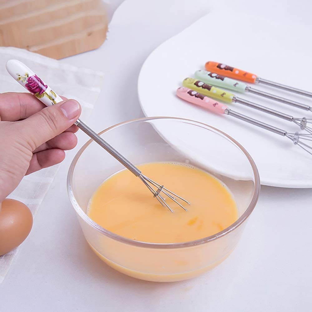 Batidora de Mano, batidora de Huevos, Manual para el hogar, de Mano, de Acero Inoxidable, Mini Varilla para batir, batidora de Huevos, Aparato de Cocina (Color: E)