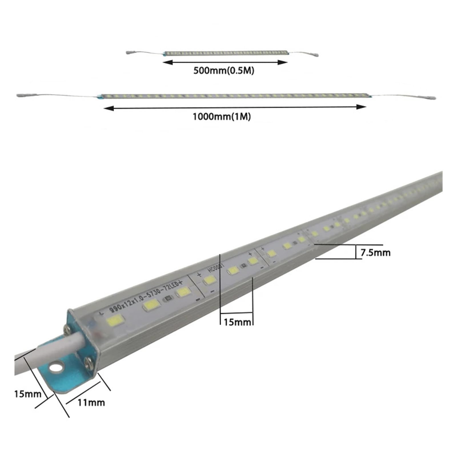 LED-Lichtleiste, wasserdicht, IP68, DC 12 V, 50 cm, SMD 5050, starres LED-Lichtband(7 pcs,White)