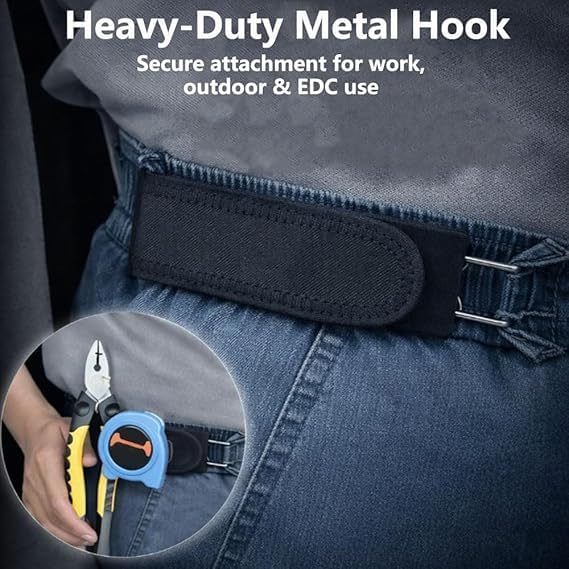 Image of 2 PCS Metal Hook Elastic Belt, Buckleless Belt For Men With Adjustable Design, Secure Clothing During Outdoor Activities And Travel, Belts for Man, Black Color Two Pack