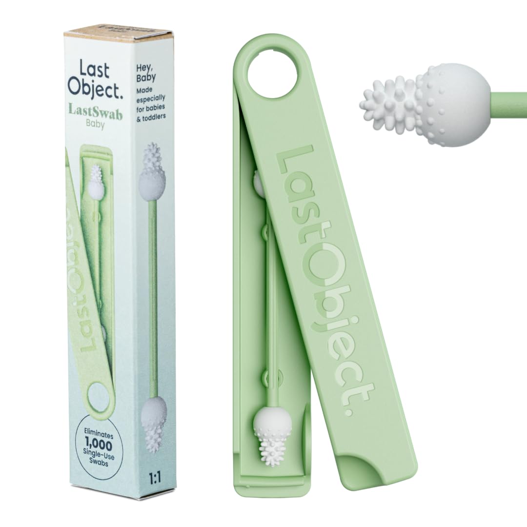 LastSwabReusable Cotton Safety Swabs for Baby Ear Cleaning - The Sustainable and Sanitary Alternative to Single-Use Q Tips - Easy to Clean and Zero Waste - Convenient Travel Case Holder