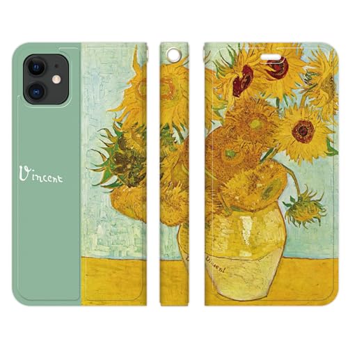 ブレインズ iPhone 15 ベルトなし 手帳型 ケース カバー ゴッホ ひまわり 1888 西洋画 絵画 ポスト印象派 les tournesols sunflowers 向日葵 折りたたみ カード入れ ポケット iphone15 フォーティーン 二つ