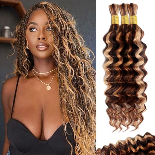 MUXFILLA 16 Inch Highlight Human Braiding Hair for Boho Braids,