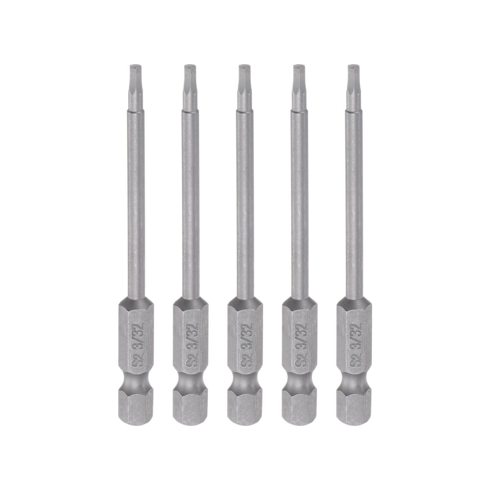 sourcing map 5pcs 3/32" Hex Screwdriver Bit SAE 1/4" Hex Shank 3" Length Magnetic S2 Steel Power Drill Bits