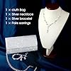 Yolev Bridal Wedding Jewelry Set - Silver Clutch Purse Bag - Rhinestone Necklace, Earrings, Bracelet - Prom Jewelry for Brides & Bridesmaids #3