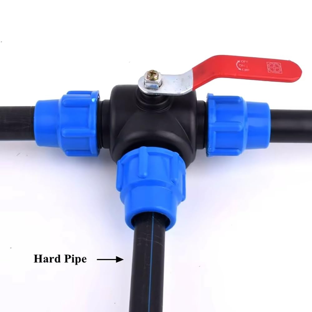 Valvola a sfera a 3 vie in PVC PE da 1 pezzo - Connettore rapido a T for irrigazione agricola, raccordi for tubi dell'acqua domestici e industriali(40mm)