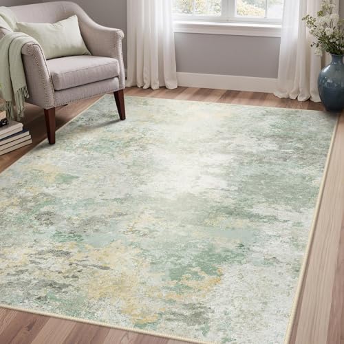 GENIMO Alfombra Salon Moderna, Cocina Lavable Antideslizante, Alfombra Pelo Corto para Dormitorio,Hall Entrada,Pasillo, Verde Salvia, 120X170CM