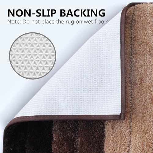 Image of GAVI Bathroom Mats Anti Slip - Soft Plush Microfiber Bath Rug with Striped Design | Quick Dry, Water Absorbent & Non-Slip Door Mat | Machine Washable Floor Mats for House & Washroom | 60 * 40 cm