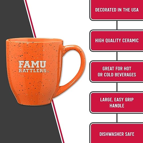 Image of Rico Industries NCAA Florida A&M Rattlers - FAMU Orange Personalized 16 oz Team Color Laser Engraved Speckled Ceramic Coffee Mug