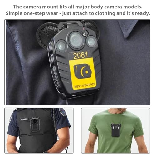 Soporte magnético para cámara de cuerpo con clip trasero de cuero negro 6