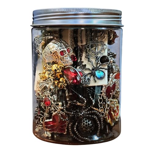 YDCYYH Gothic Mystery Jewelry Jar Witchy Jewelry Gift Set Surprise Jewelry Set Includes Necklaces, Earrings, Rings, Bracelets, Brooch for Unique Anniversary Birthday Friendship