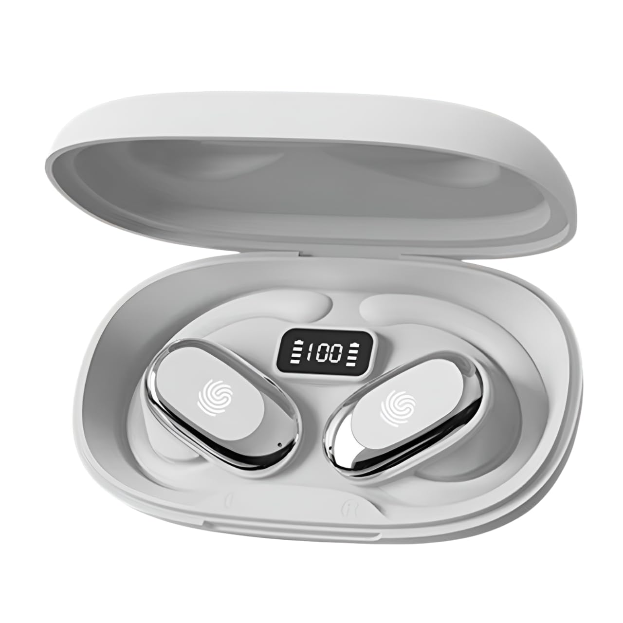 s300 ows open ear tws earbuds | 60 hrs of playtime | bluetooth v5.4 with ai-enc | skin friendly ear hook | environmental awareness | 45ms low latency gaming | ipx5 water & sweat resistant (white)