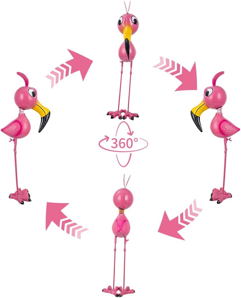 20'' Tall Flamingo Garden Statue, Whimsical Flamingo Metal Garden Decor, Pink Flamingos Bird Yard Art for Yard Porch Patio Decor