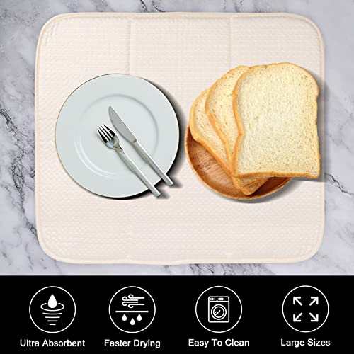 Microfiber Dish Drying Mat Super Absorbent Dish Drying Rack Pads Kitchen Counter Mat (16Inch X 18Inch, Creamx2) #TOP5
