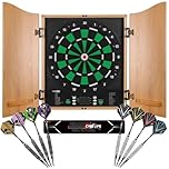CyeeLife Cible de fléchettes électronique avec Portes d'armoire, Automate de fléchettes avec Ordinateur de Jeu incluant 12 fléchettes & Accessoires, 34 Jeux & 355 Variantes, Mode 8 Joueurs
