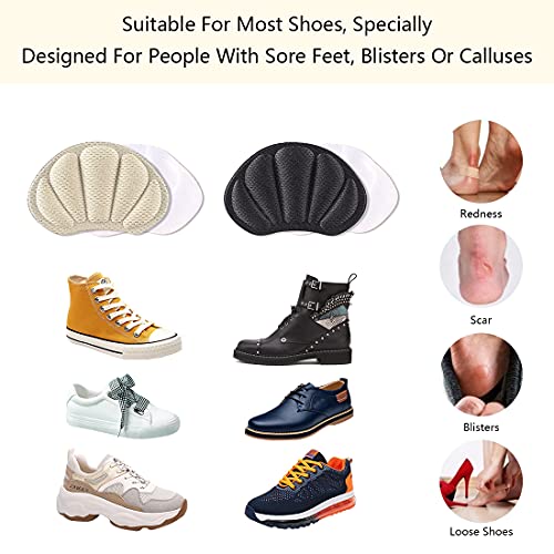 Lot de 4 paires de coussinets de talon, coussinets de talon, coussinets antidérapants pour chaussures trop grands, coussinets antidérapants pour chaussures de sport pour homme et femme (beige + noir) – vue 5