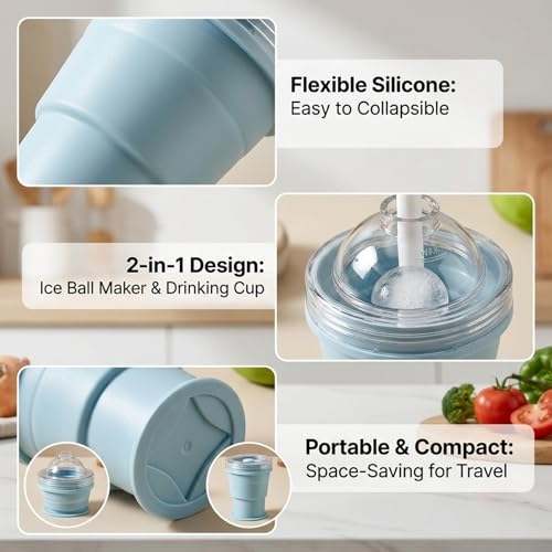 Hielera portátil plegable de silicona 2 en 1 azul miniatura 3