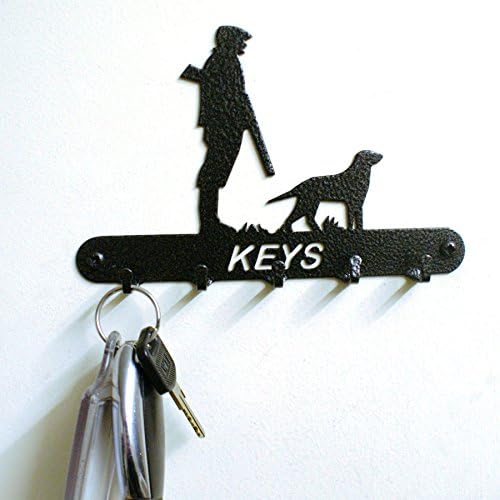 Silhouette Black Solid Steel 5 Hook Key Holder - Available in 14 Designs (Man and Dog)