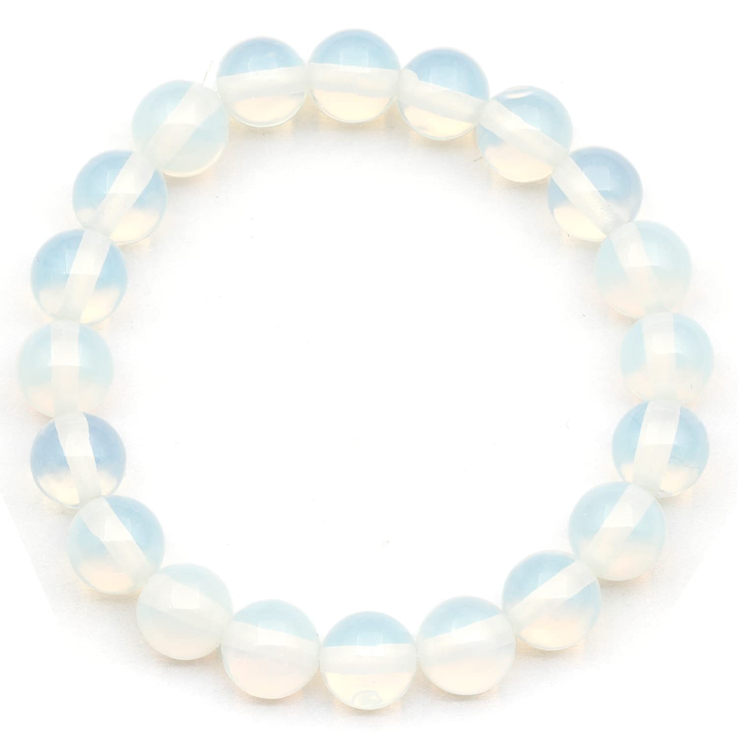 Braccialetto di perle di opalite naturale, braccialetto di cristallo bianco genuino, braccialetto del cancro, braccialetto elastico della pietra preziosa, perline 8mm, gioielli di moda.